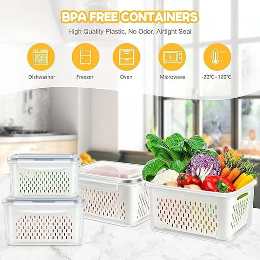 Airtight Fridge Storage Containers (Pack of 4)